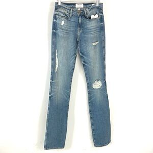 Frame Le High Straight Cuff Ridley Distressed Jeans